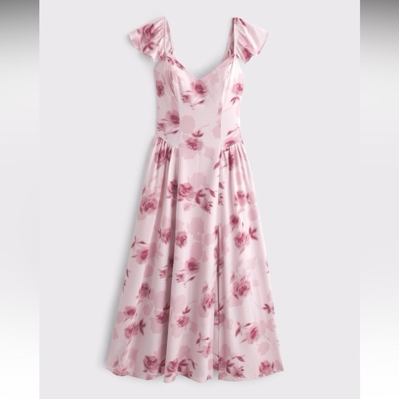 Abercrombie & Fitch Dresses & Skirts - Abercrombie and Fitch Pink Floral Flutter Sleeve Midi Dress